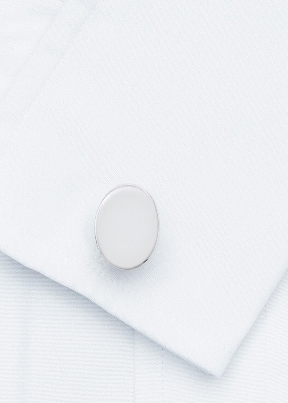 Sterling Silver Polished Oval Cufflinks - Paul Stuart Quality