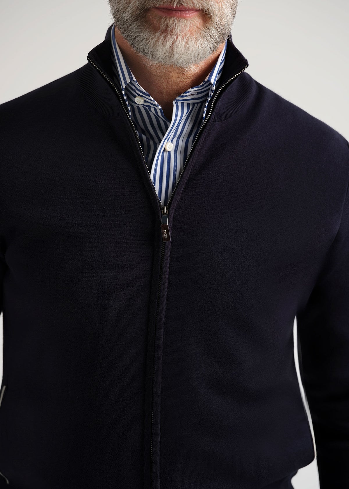 Silk & Cotton Full Zip Cardigan - Paul Stuart New