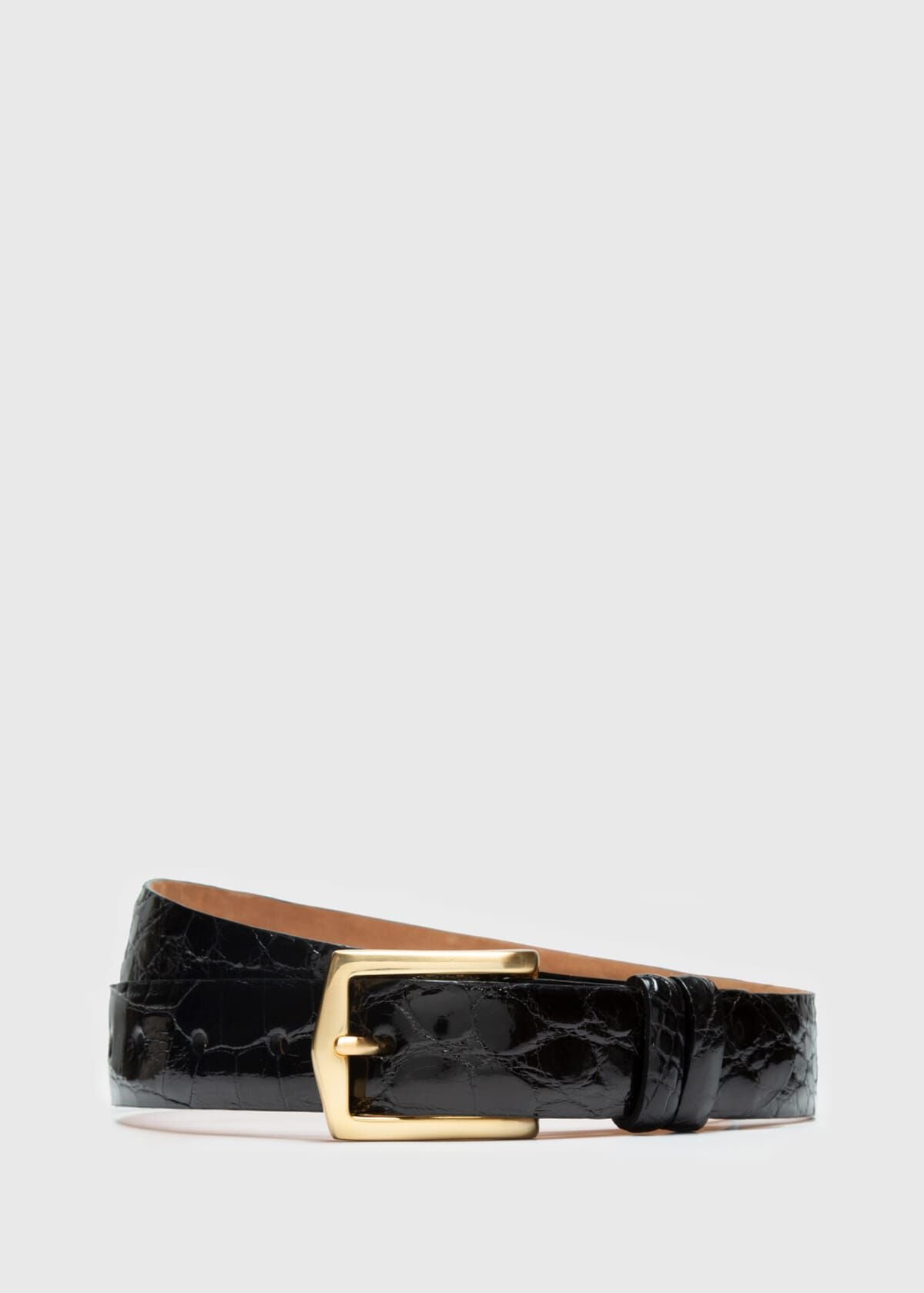 Men's Glazed Alligator Belt in Black - Paul Stuart - Paul Stuart Trending
