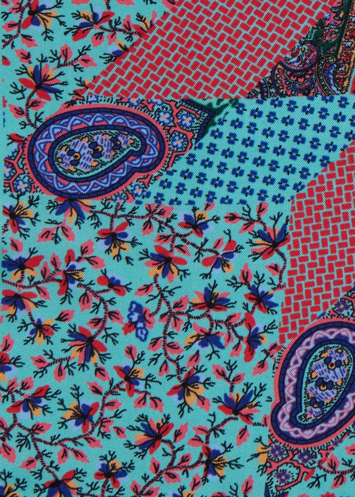 Printed Silk Floral Paisley Pocket Square - Paul Stuart New