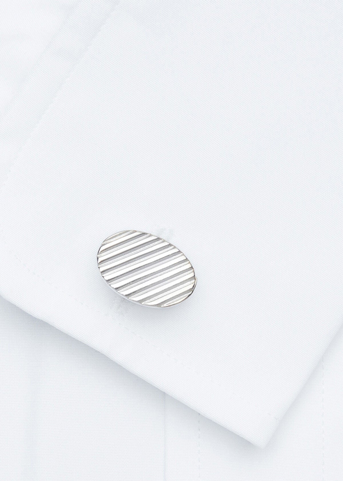 Sterling Silver Ribbed Oval Cufflinks - Paul Stuart Top Pick