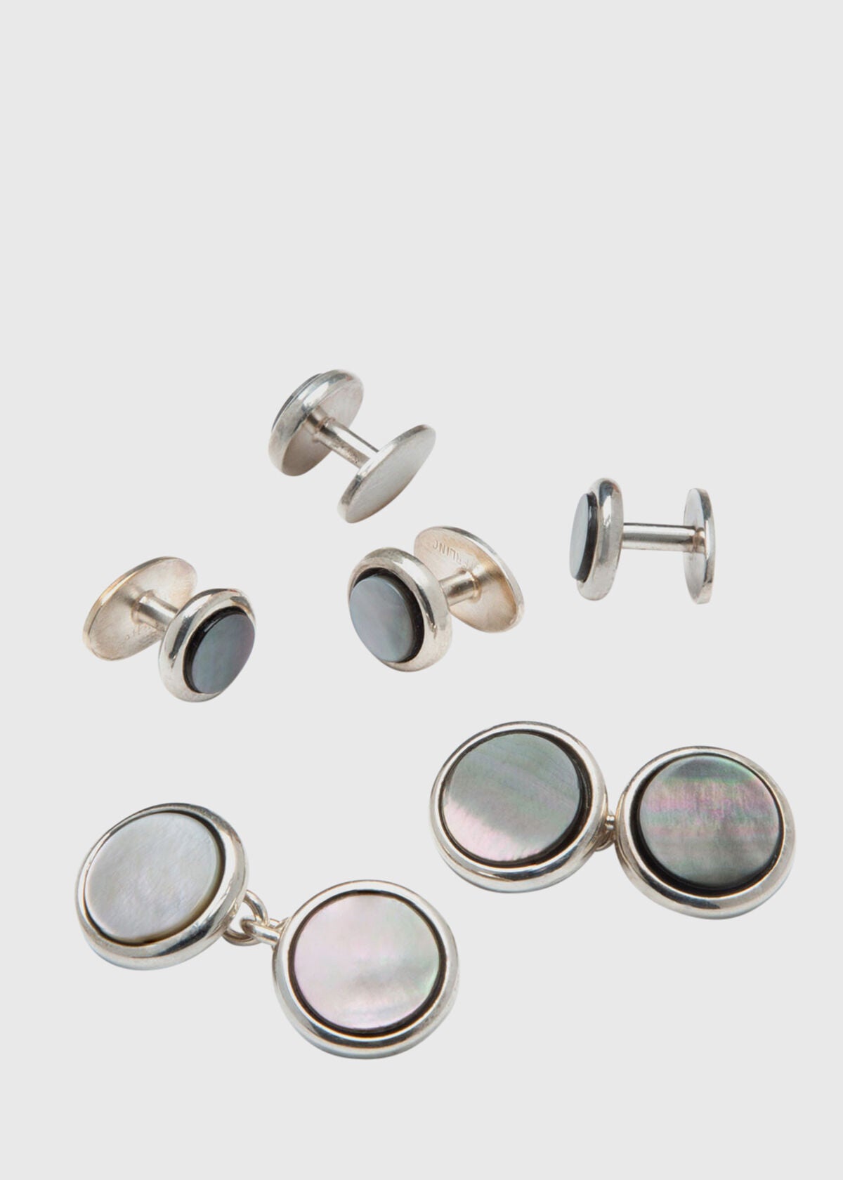 Silver & Mother of Pearl Stud Set - Paul Stuart Top Pick