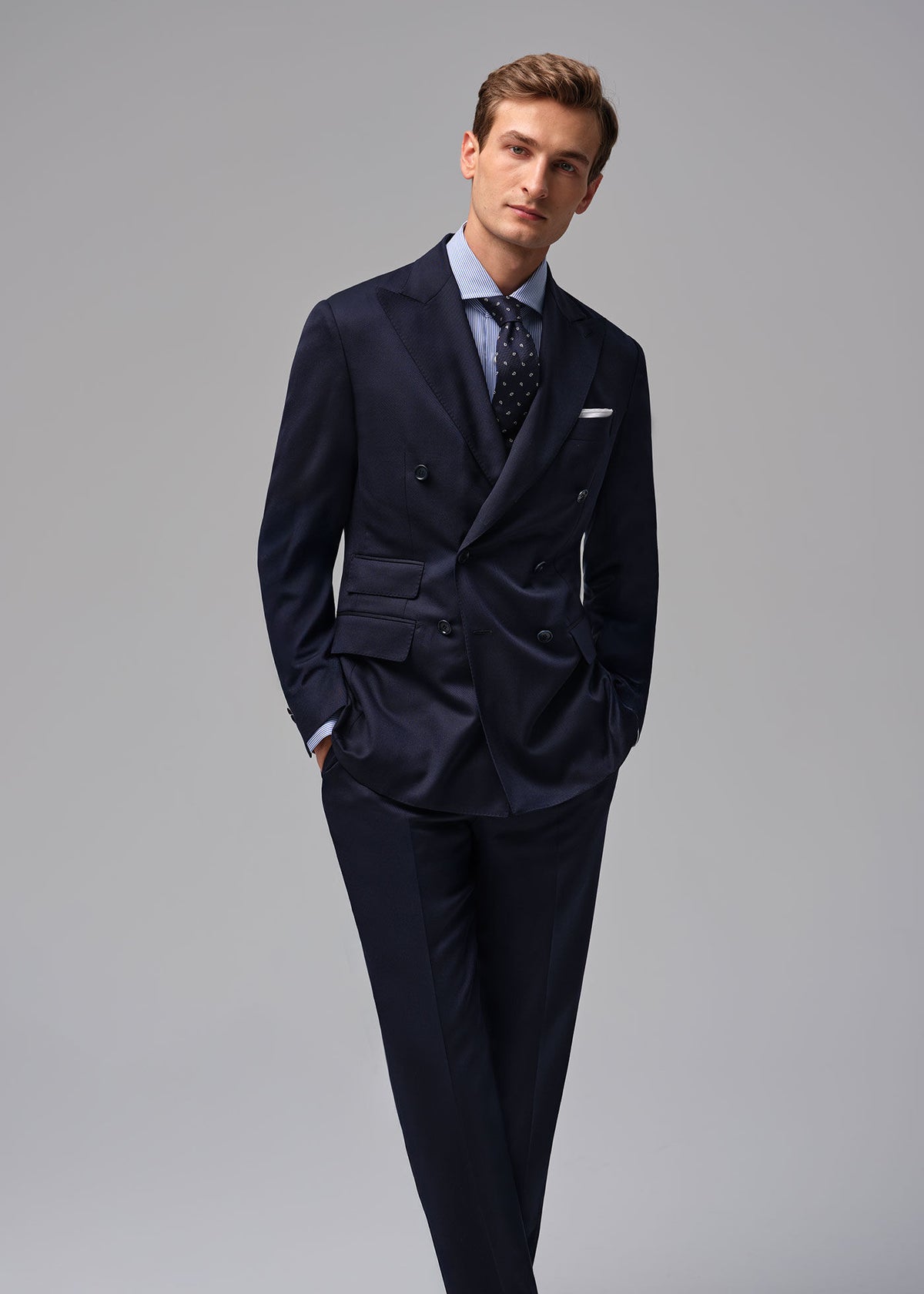 Wool Twill Double Breasted Suit - Paul Stuart Discount
