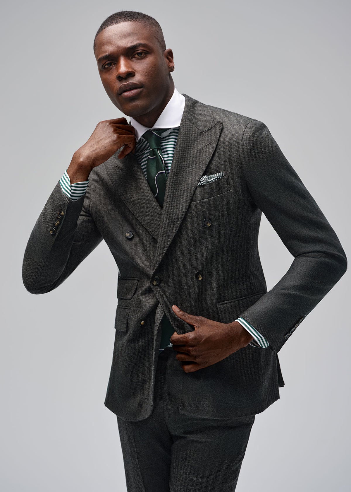 Double Breasted Wool Houndstooth Suit - Paul Stuart Recommended