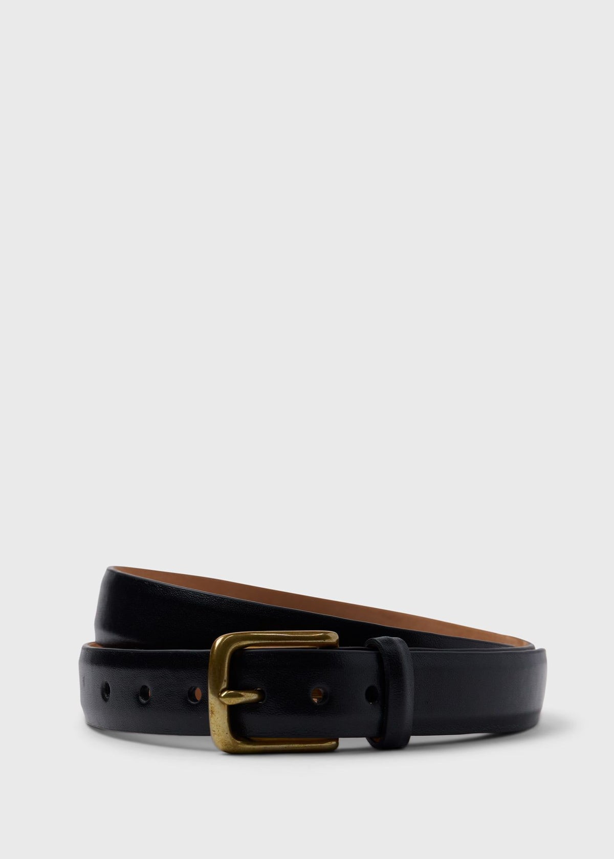 Narrow Calfskin Belt with Brass Buckle - Paul Stuart Deals