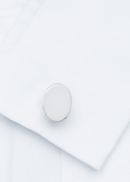 Sterling Silver Polished Oval Cufflinks - Paul Stuart Quality