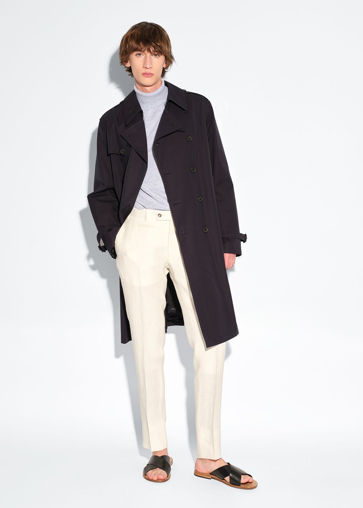 Double Breasted Cotton Trench Coat - Paul Stuart Hot Sale