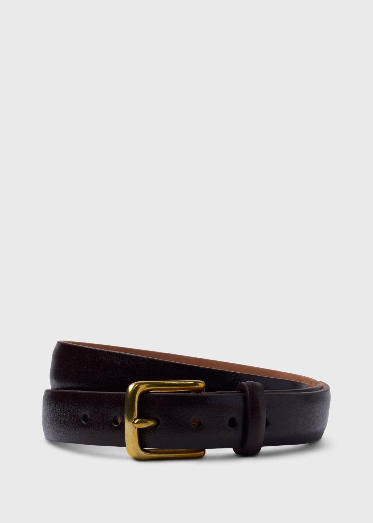 Narrow Calfskin Belt with Brass Buckle - Paul Stuart Smart Buy