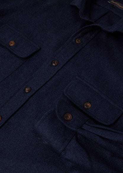 Herringbone Cashmere Overshirt - Paul Stuart Quality