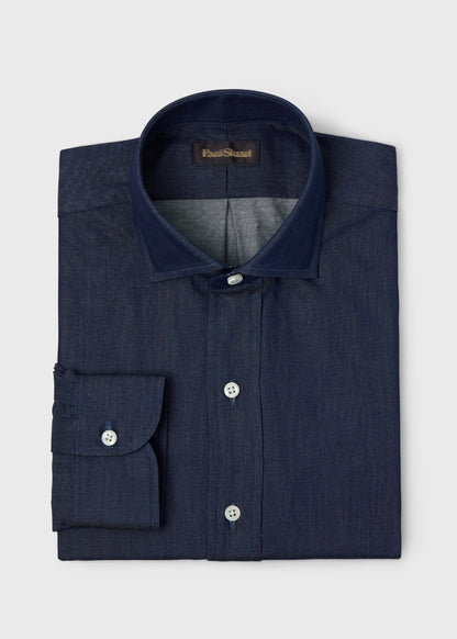 Denim Spread Collar Shirt - Paul Stuart New