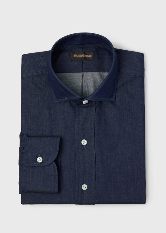 Denim Spread Collar Shirt - Paul Stuart New