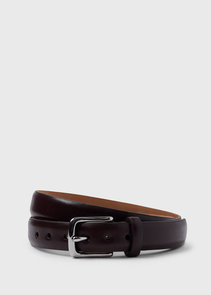 Narrow Calfskin Belt with Nickel Buckle - Paul Stuart Classic