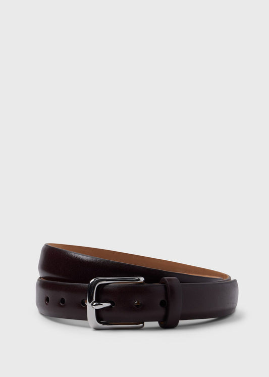 Narrow Calfskin Belt with Nickel Buckle - Paul Stuart Classic