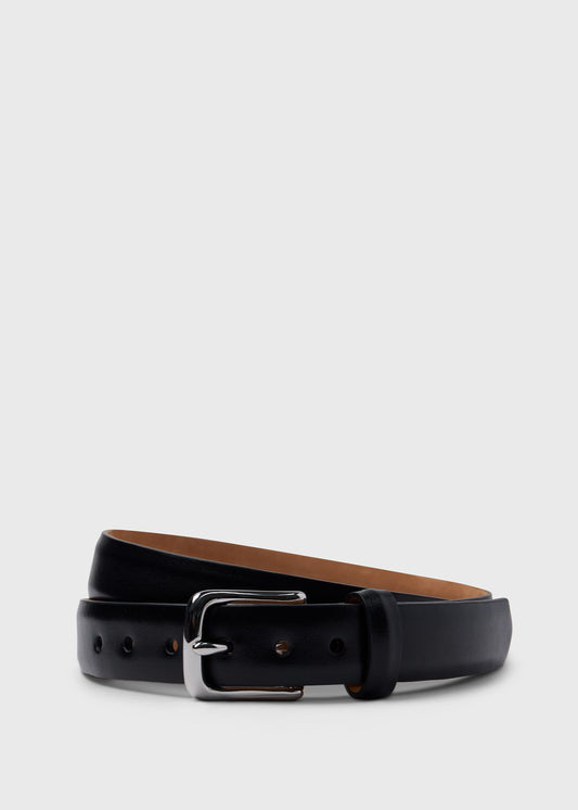 Narrow Calfskin Belt with Nickel Buckle - Paul Stuart Signature