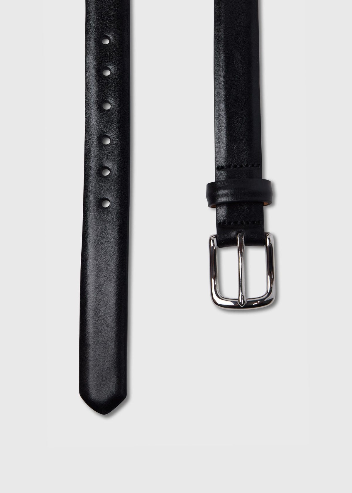 Narrow Calfskin Belt with Nickel Buckle - Paul Stuart Signature