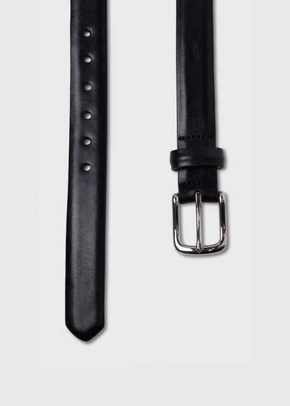 Narrow Calfskin Belt with Nickel Buckle - Paul Stuart Signature