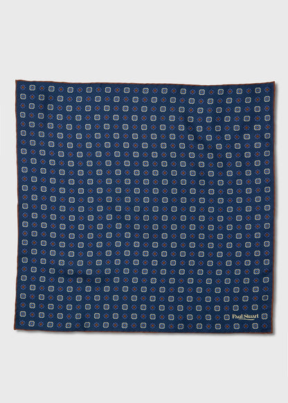 Medallion Silk Pocket Square - Paul Stuart Sale