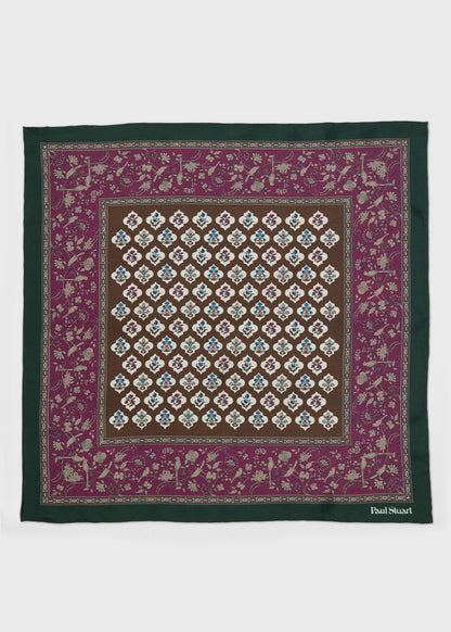 Floral Medallion Silk Pocket Square - Paul Stuart Latest