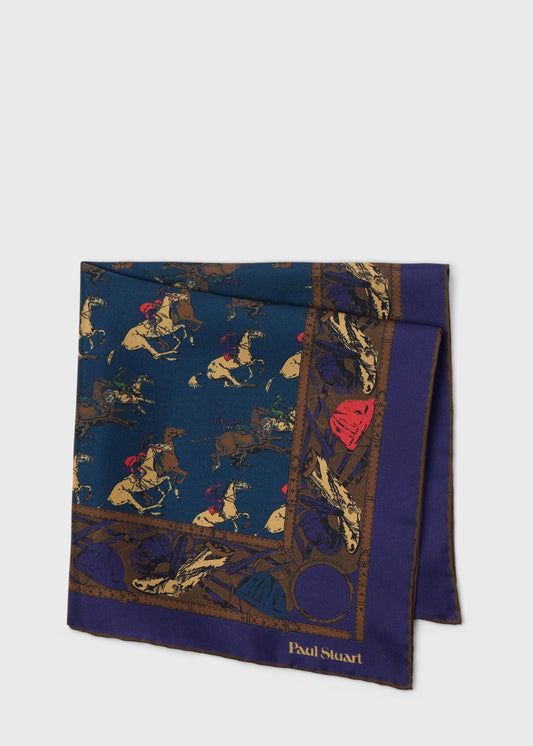 Equestrian Silk Pocket Square - Paul Stuart Sale