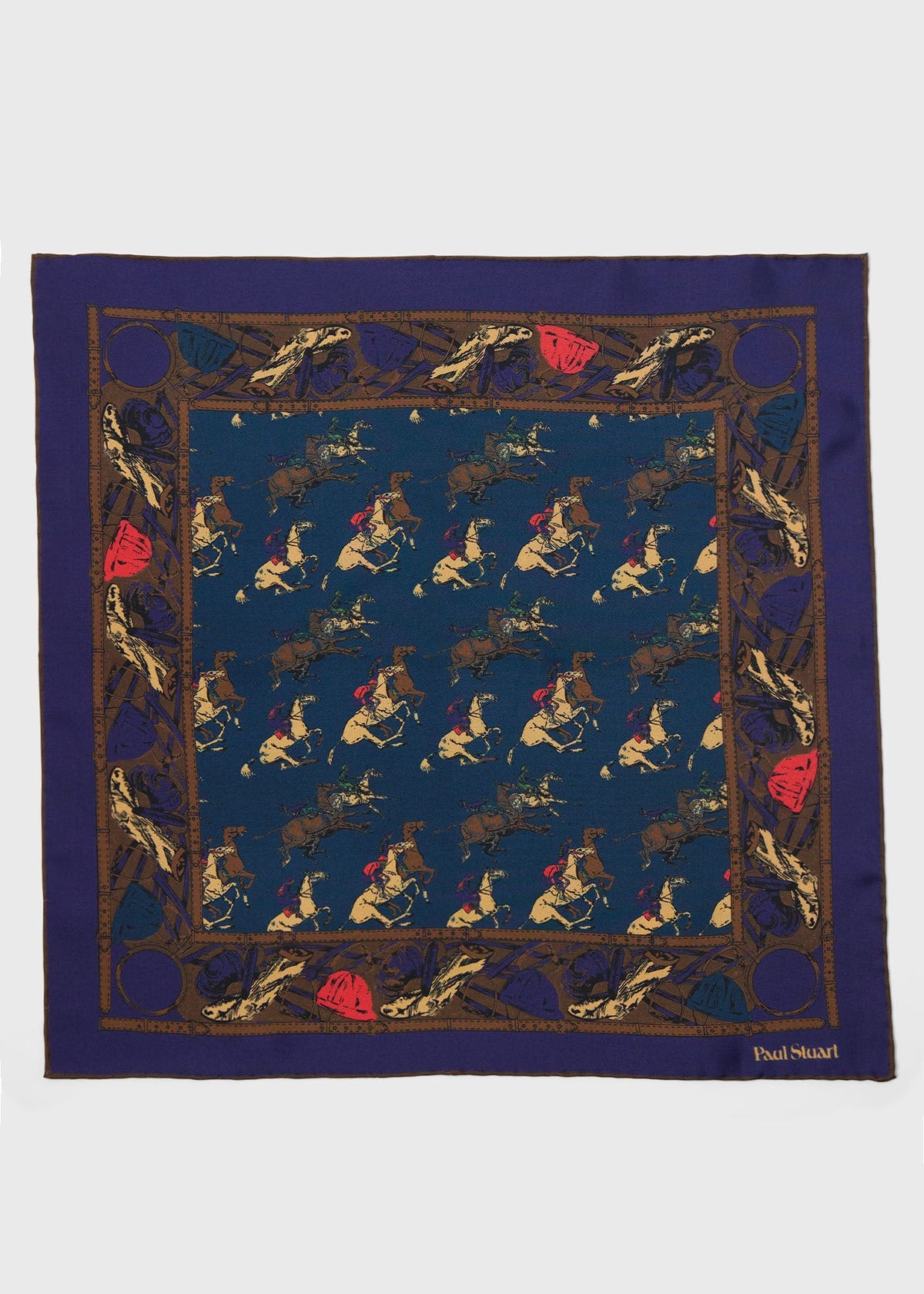 Equestrian Silk Pocket Square - Paul Stuart Sale
