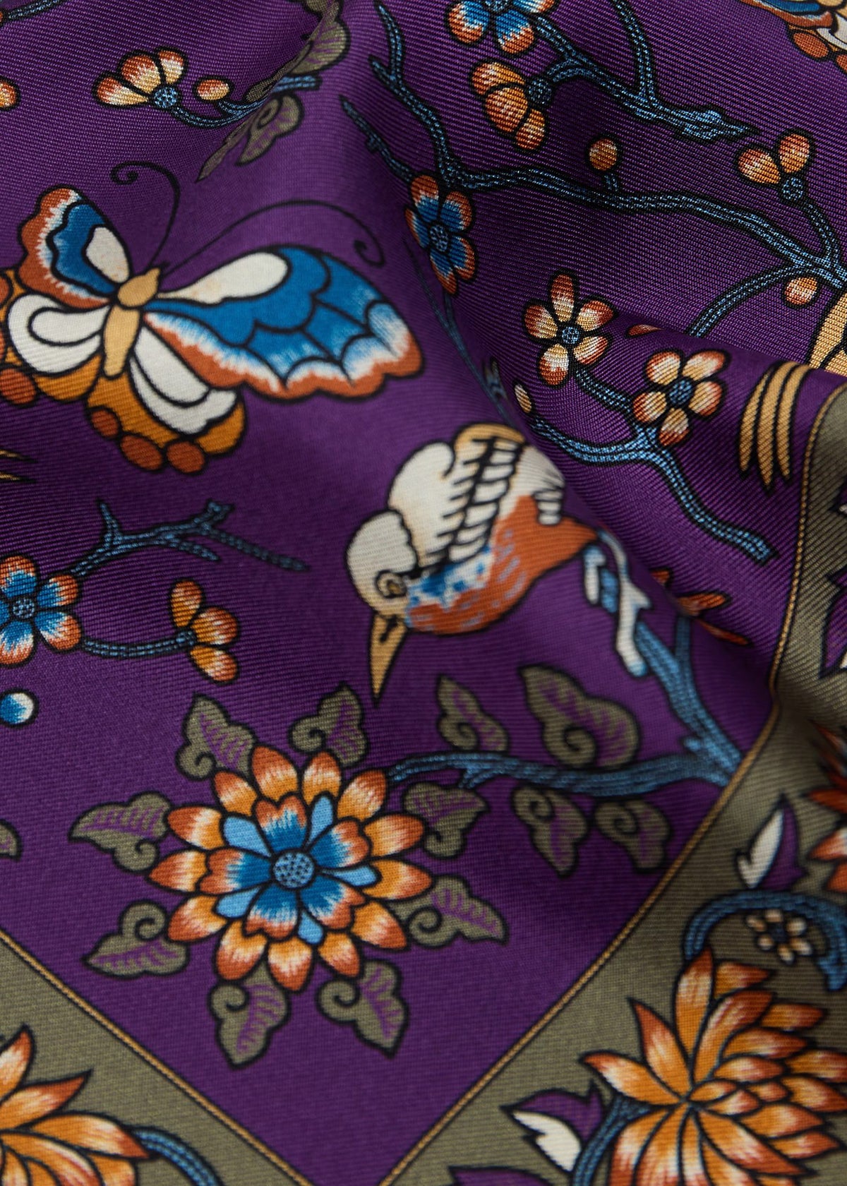 Floral Bird Silk Pocket Square - Paul Stuart Value