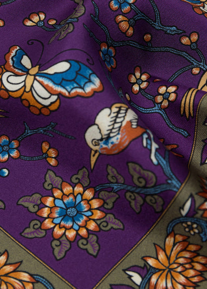 Floral Bird Silk Pocket Square - Paul Stuart Value