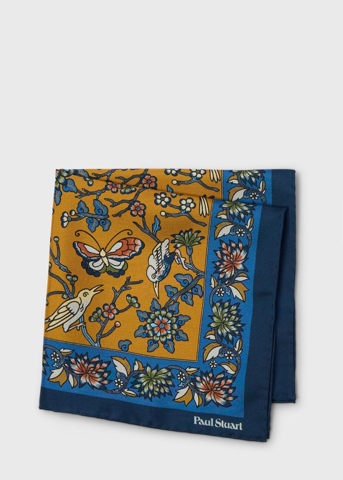 Floral Bird Silk Pocket Square - Paul Stuart Hot Sale
