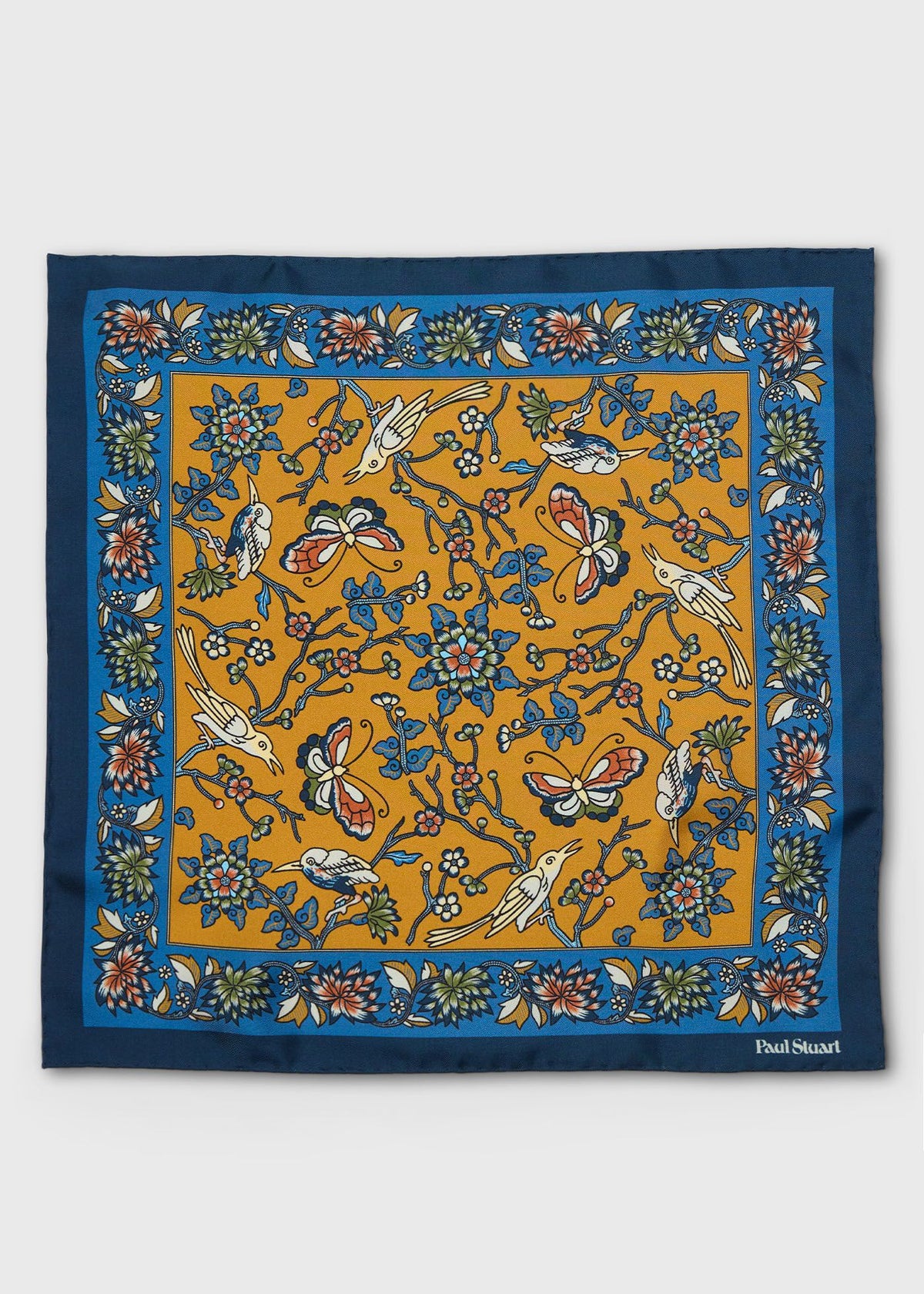 Floral Bird Silk Pocket Square - Paul Stuart Hot Sale