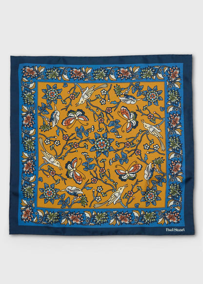 Floral Bird Silk Pocket Square - Paul Stuart Hot Sale