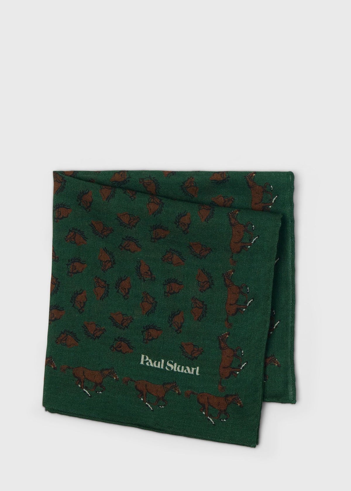 Equestrian Print Wool Pocket Square - Paul Stuart Smart Buy