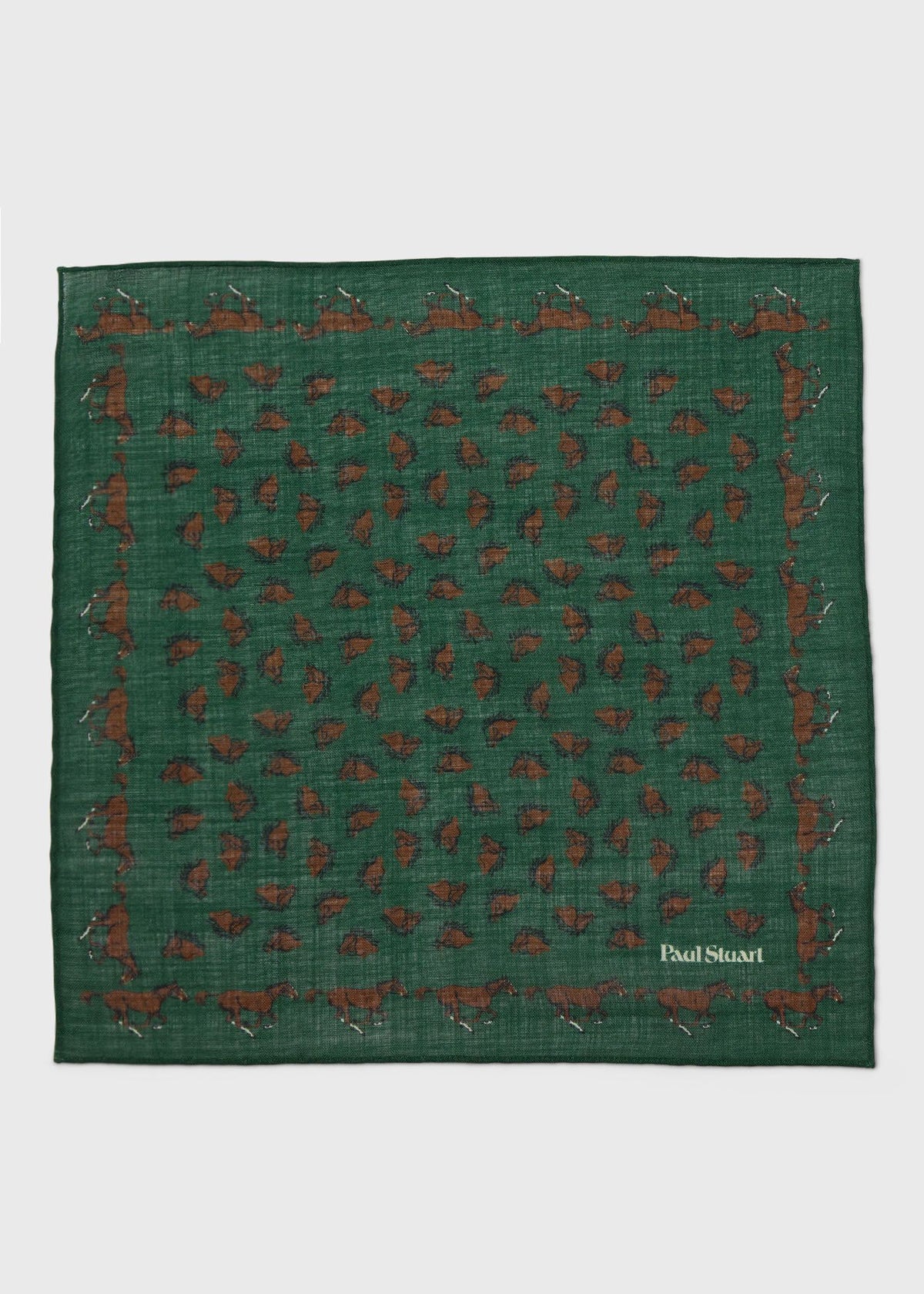 Equestrian Print Wool Pocket Square - Paul Stuart Smart Buy