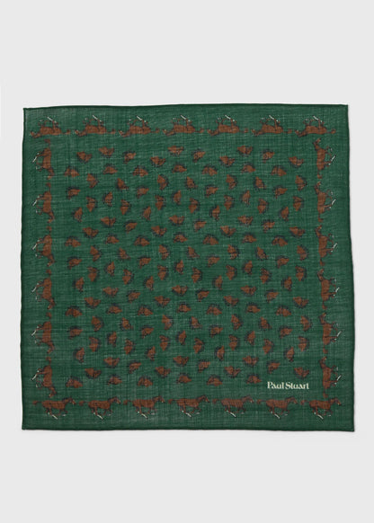 Equestrian Print Wool Pocket Square - Paul Stuart Smart Buy