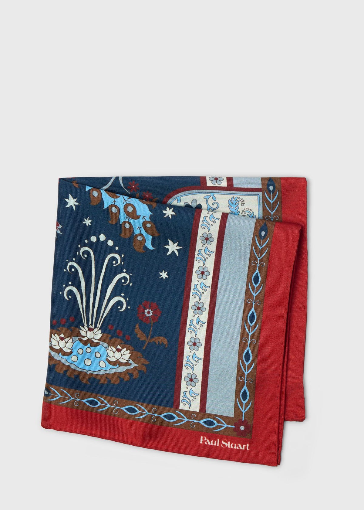 Peacock Silk Pocket Square - Paul Stuart Discount