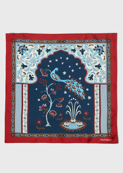 Peacock Silk Pocket Square - Paul Stuart Discount