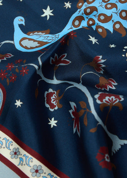 Peacock Silk Pocket Square - Paul Stuart Discount