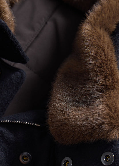 Cashmere Coat with Faux Fur Collar - Paul Stuart Discount