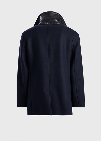 Modern Peacoat with Leather Detail - Paul Stuart Classic