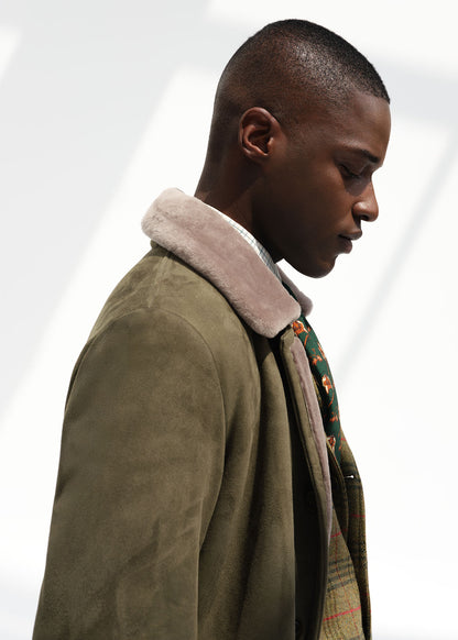 Modern Suede Coat with Shearling Trim - Paul Stuart Hot Sale