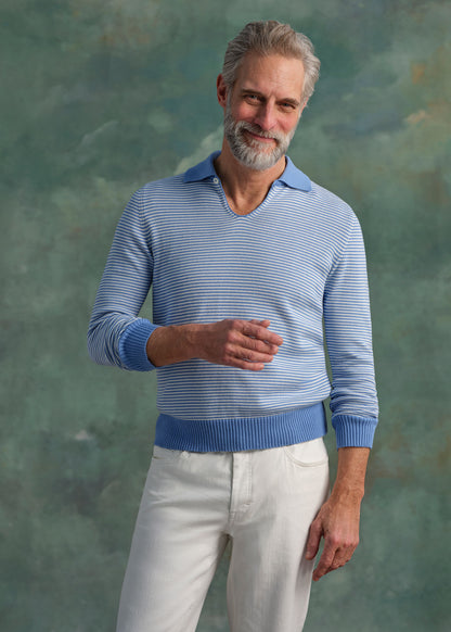 Long Sleeve Stripe Polo - Paul Stuart Recommended