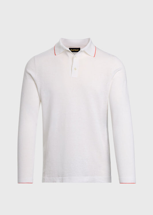 Linen & Cotton Contrast Collar Polo - Paul Stuart New