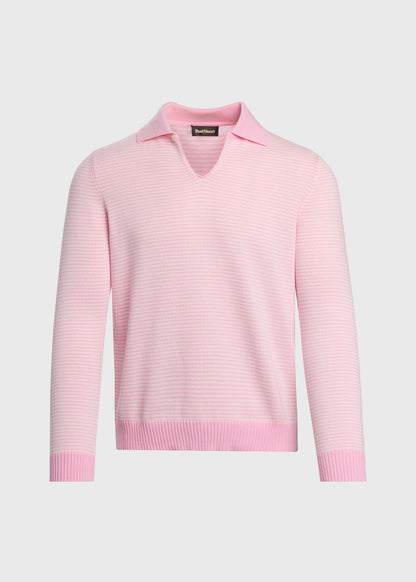 Long Sleeve Stripe Polo - Paul Stuart Premium