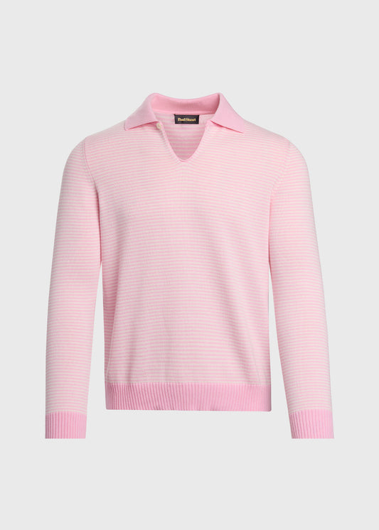 Long Sleeve Stripe Polo - Paul Stuart Premium