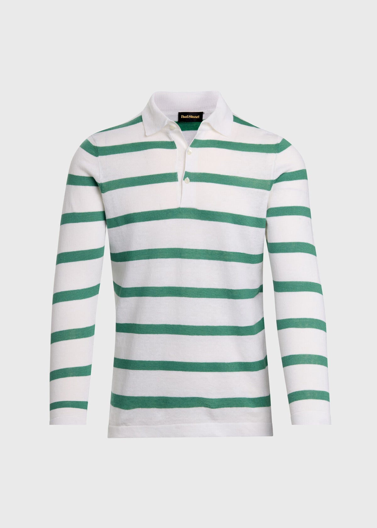 Linen & Cotton Horizontal Stripe Polo - Paul Stuart Quality