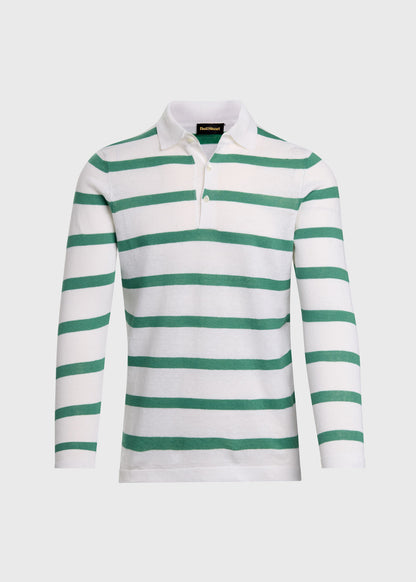 Linen & Cotton Horizontal Stripe Polo - Paul Stuart Quality
