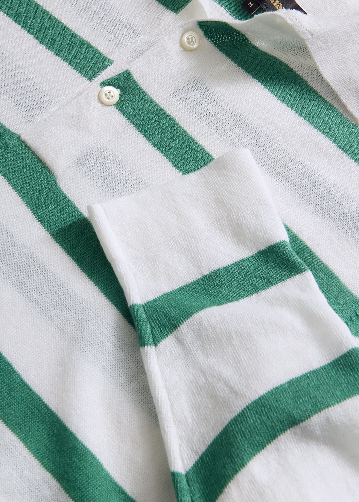 Linen & Cotton Horizontal Stripe Polo - Paul Stuart Quality