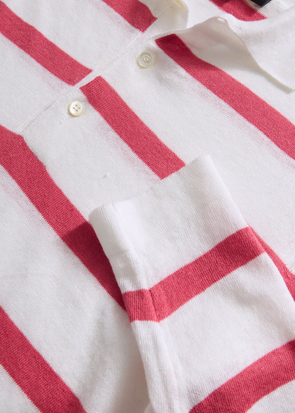Linen & Cotton Horizontal Stripe Polo - Paul Stuart New