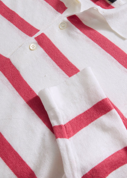 Linen & Cotton Horizontal Stripe Polo - Paul Stuart New