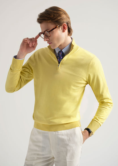 Quarter Zip Cotton Sweater - Paul Stuart Everyday