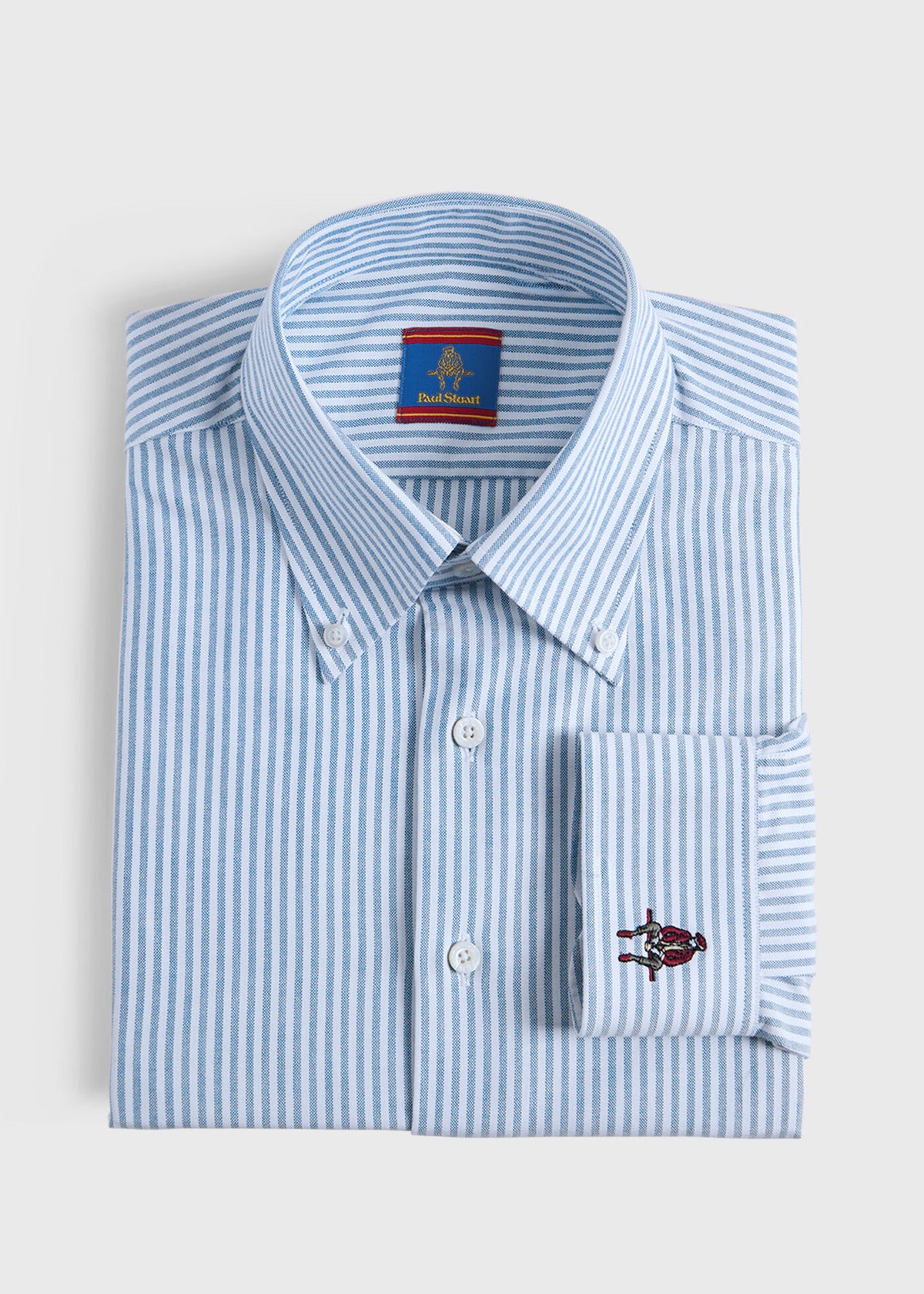Striped Oxford Logo Sport Shirt - Paul Stuart Popular