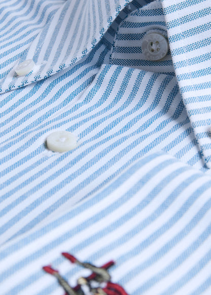 Striped Oxford Logo Sport Shirt - Paul Stuart Popular